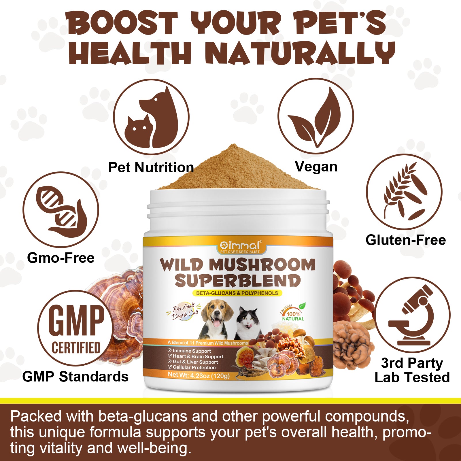 OlipetLabs Wild Mushroom Superblend for Dogs & Cats